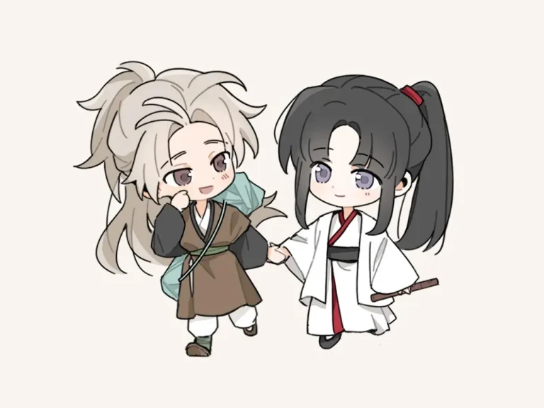 同人画，令狐冲和任盈盈手拉手